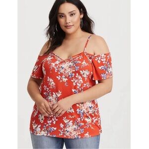 TORRID FLORAL PRINT COLD
SHOULDER KNIT TOP